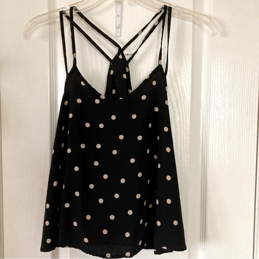 Hug Polka Dot Flowy Crop Top Size S Black Cream